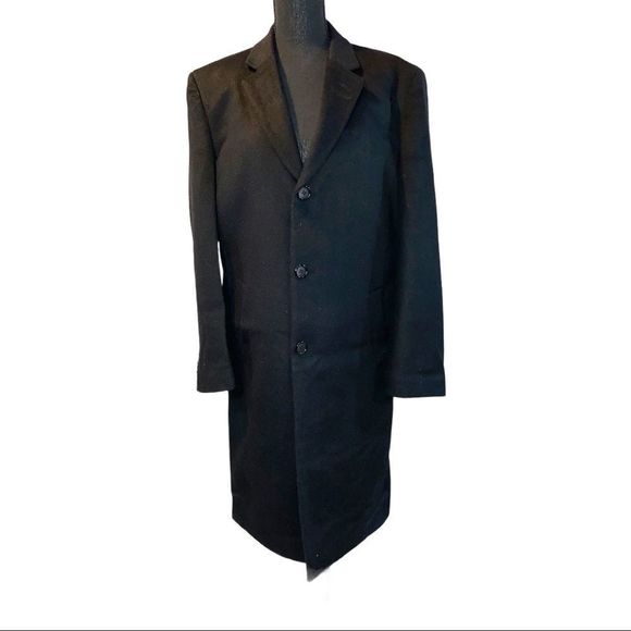 Joseph Abboud black wool overcoat - Picture 1 of 8